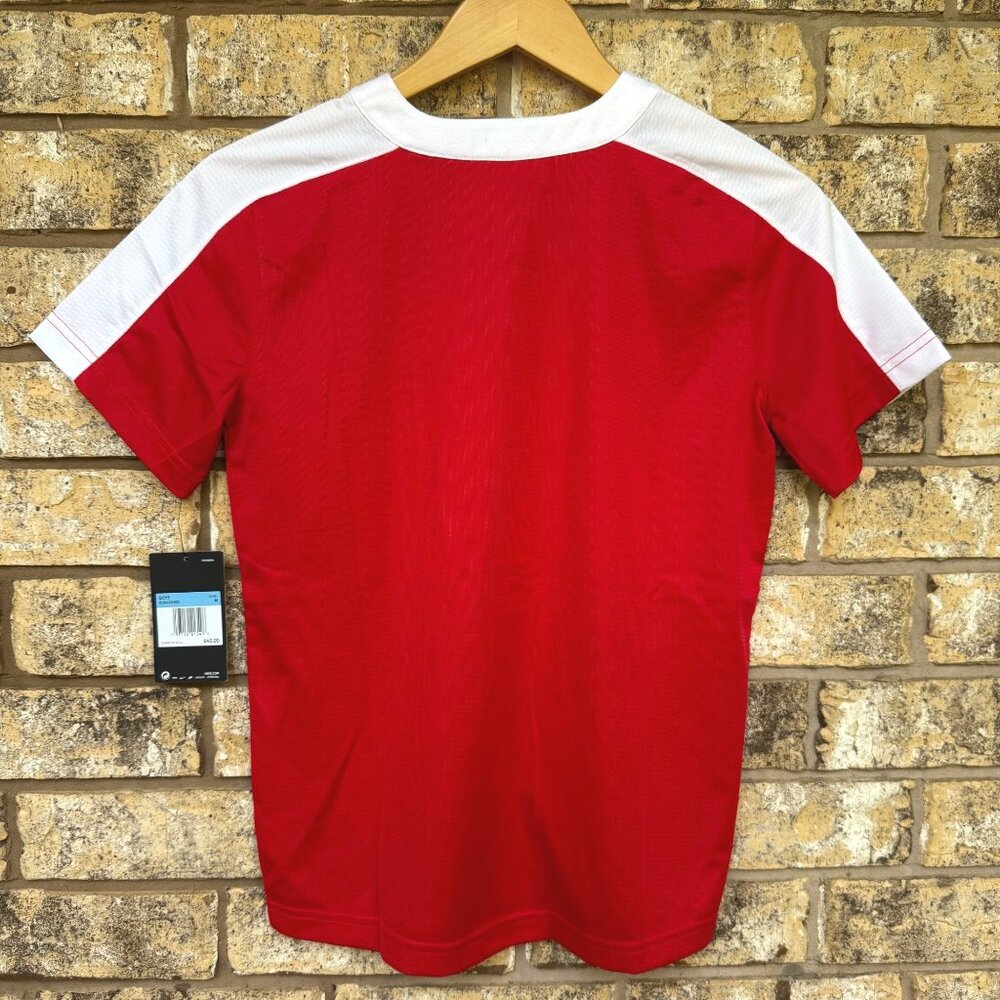 size Youth M Nike Boys Red white button Baseball Jersey Shirt Polyester $40 New, - Picture 4 of 4